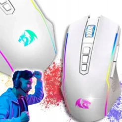 Biała Myszka Gamingowa Optyczna 10000Dpi Redragon Rgb