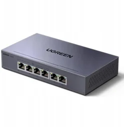 Switch Ugreen przełącznik ethernet 6-portowy z PoE - szary 1Gb/s