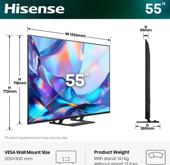 Telewizor Hisense 55" 55A7DS