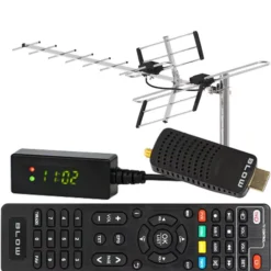 Tuner DVB-T2 BLOW 7000FHD MINI H.265 HEVC + antena kierunkowa VHF/UHF MUX8 ATD31S