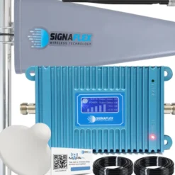 Zestaw Wzmacniacz Zasięgu Sygnału Telefonu Internetu Komórkowego GSM Blue LCD GSM980 + Antena T2 23dBi 10m + 1x Grzybek + Bat