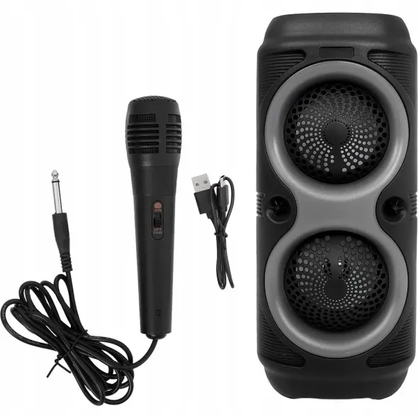 Zree GŁOŚNIK BEZPRZEWODOWY BOOMBOX LED KARAOKE BLUETOOTH RADIO FM USB